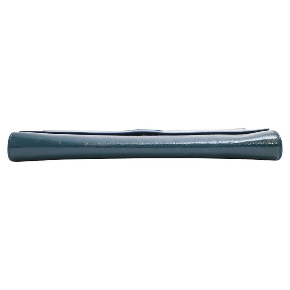 Yves Saint Laurent Large Belle de Jour Clutch Bag in Blue Textured Patent - Picture 9 of 12